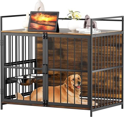 41-Inch Heavy-Duty Dog Crate with Swivel Feeder — view 1