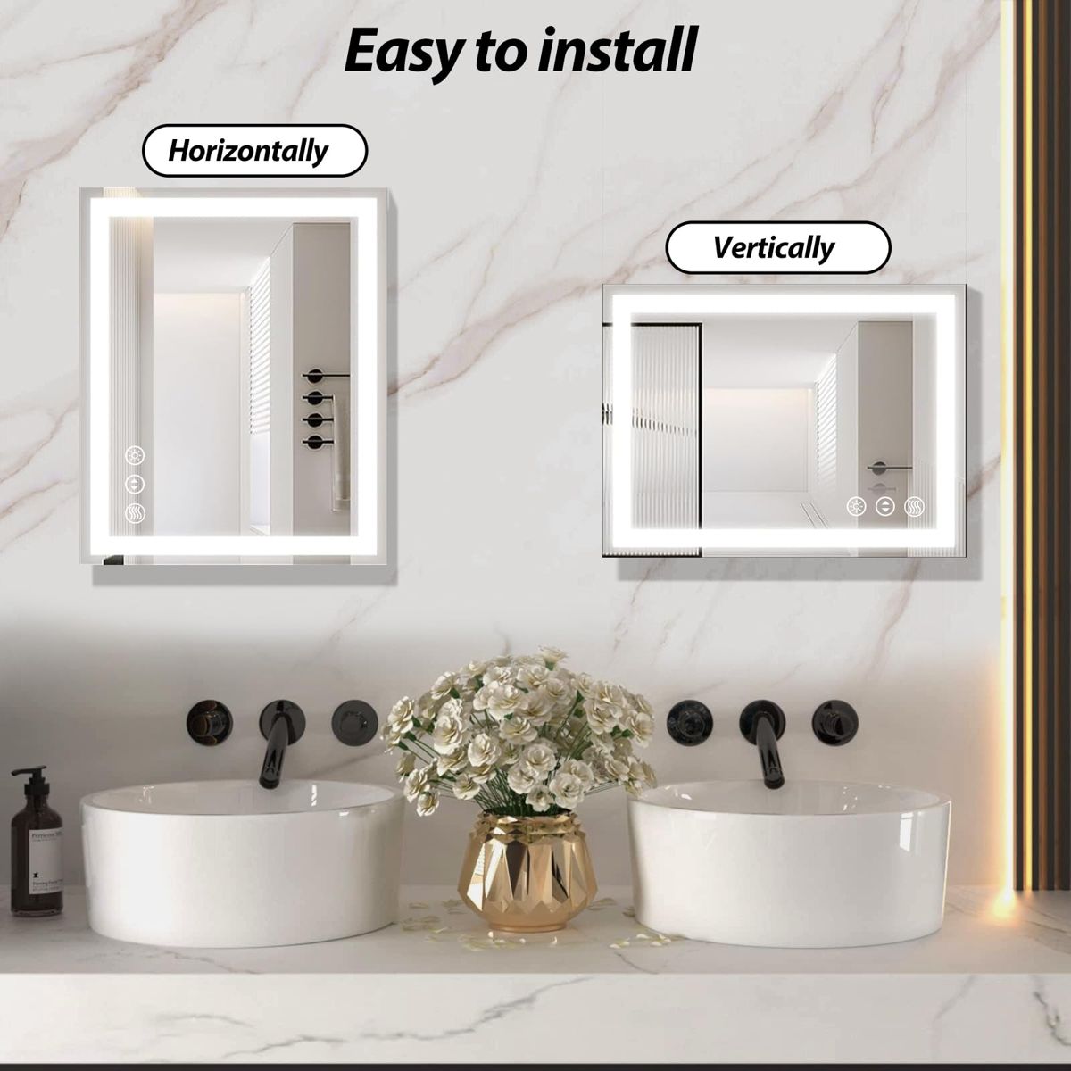 24 x 32 Tempered Glass LED Anti-Fog Mirror — view 3