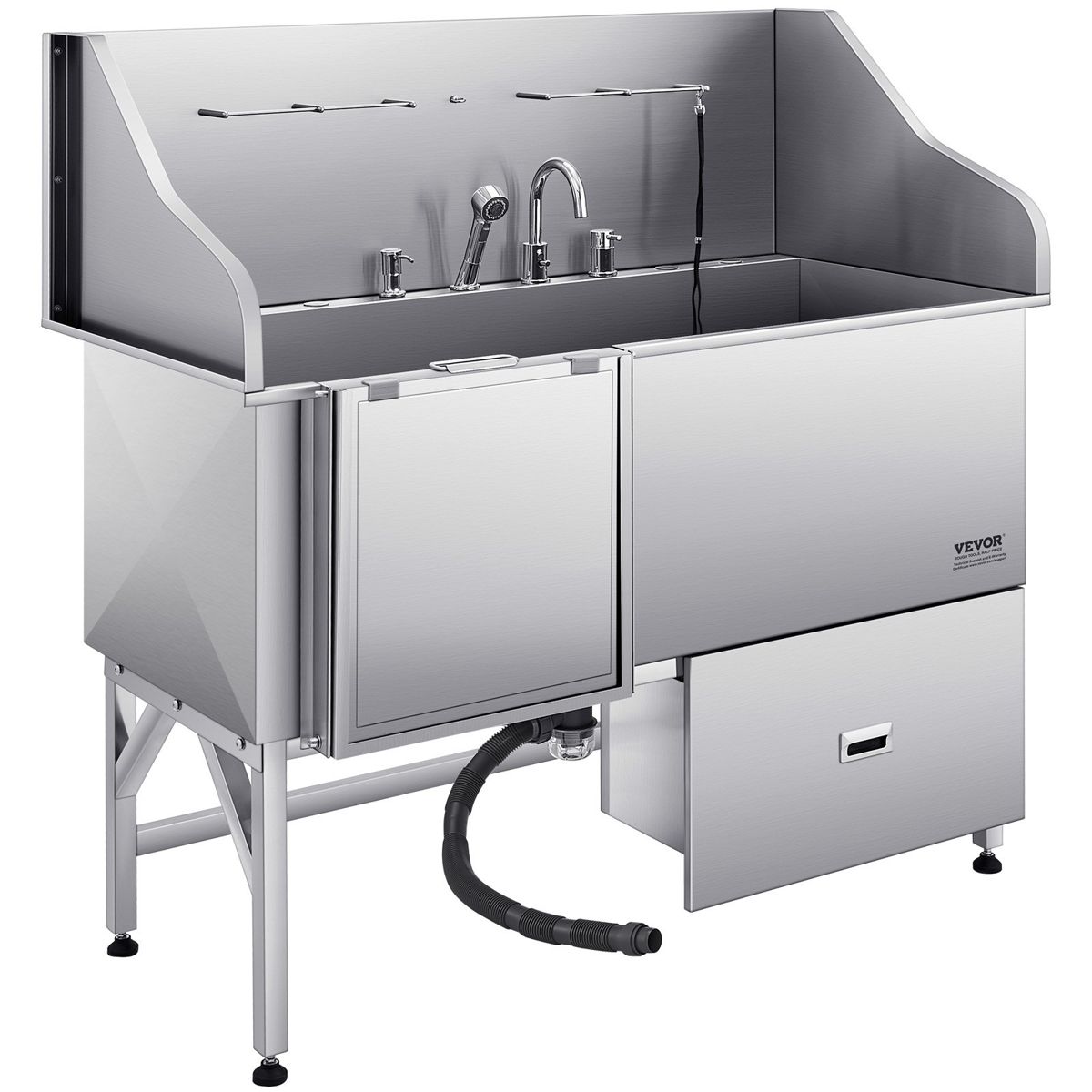 61-Inch Stainless Dog Grooming Tub with Ramp
