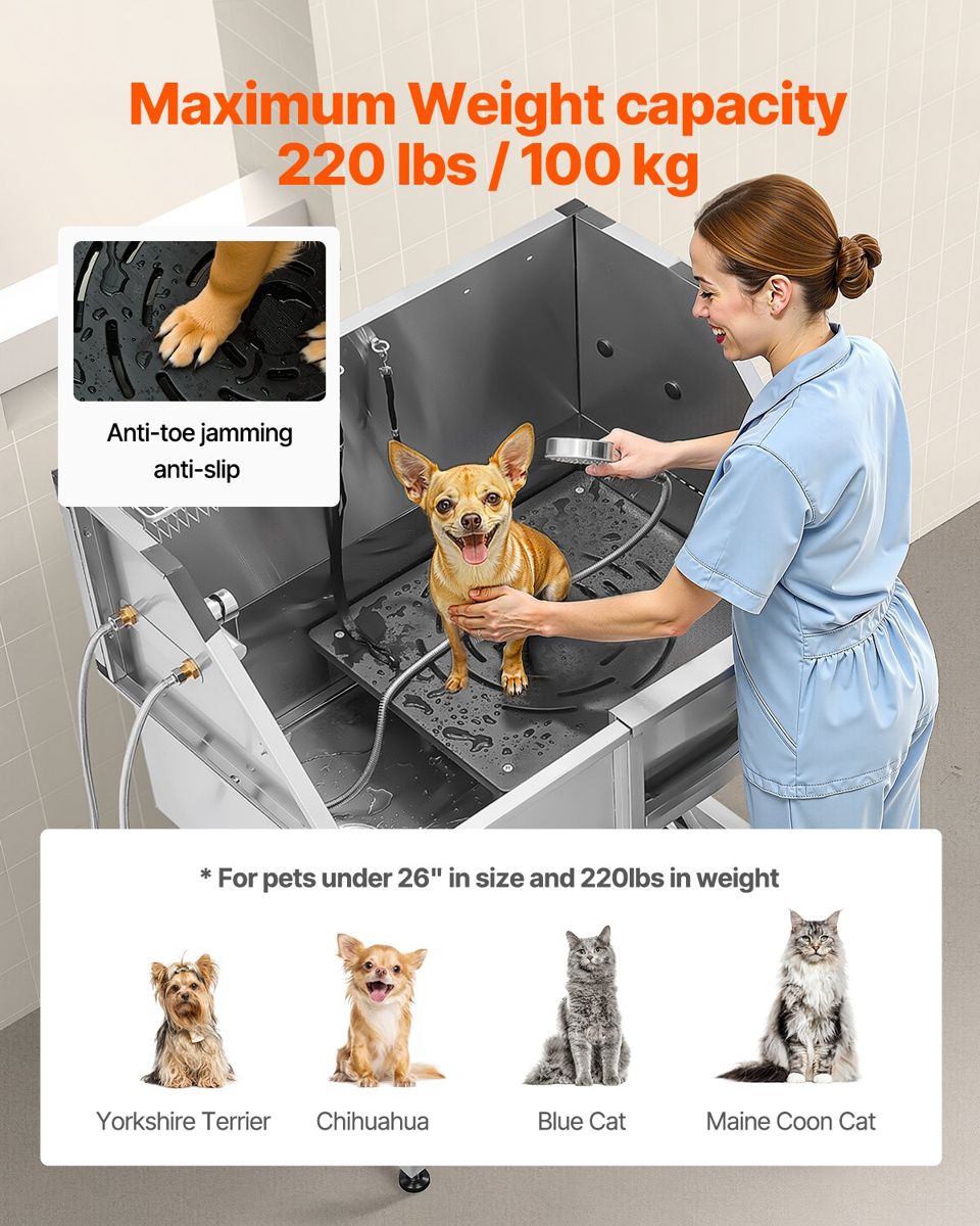 38-Inch Stainless Steel Dog Grooming Tub — view 3