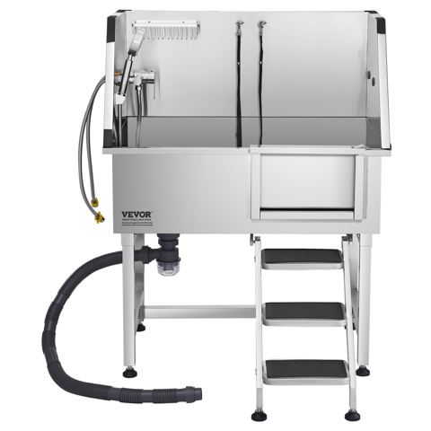 38-Inch Stainless Steel Dog Grooming Tub
