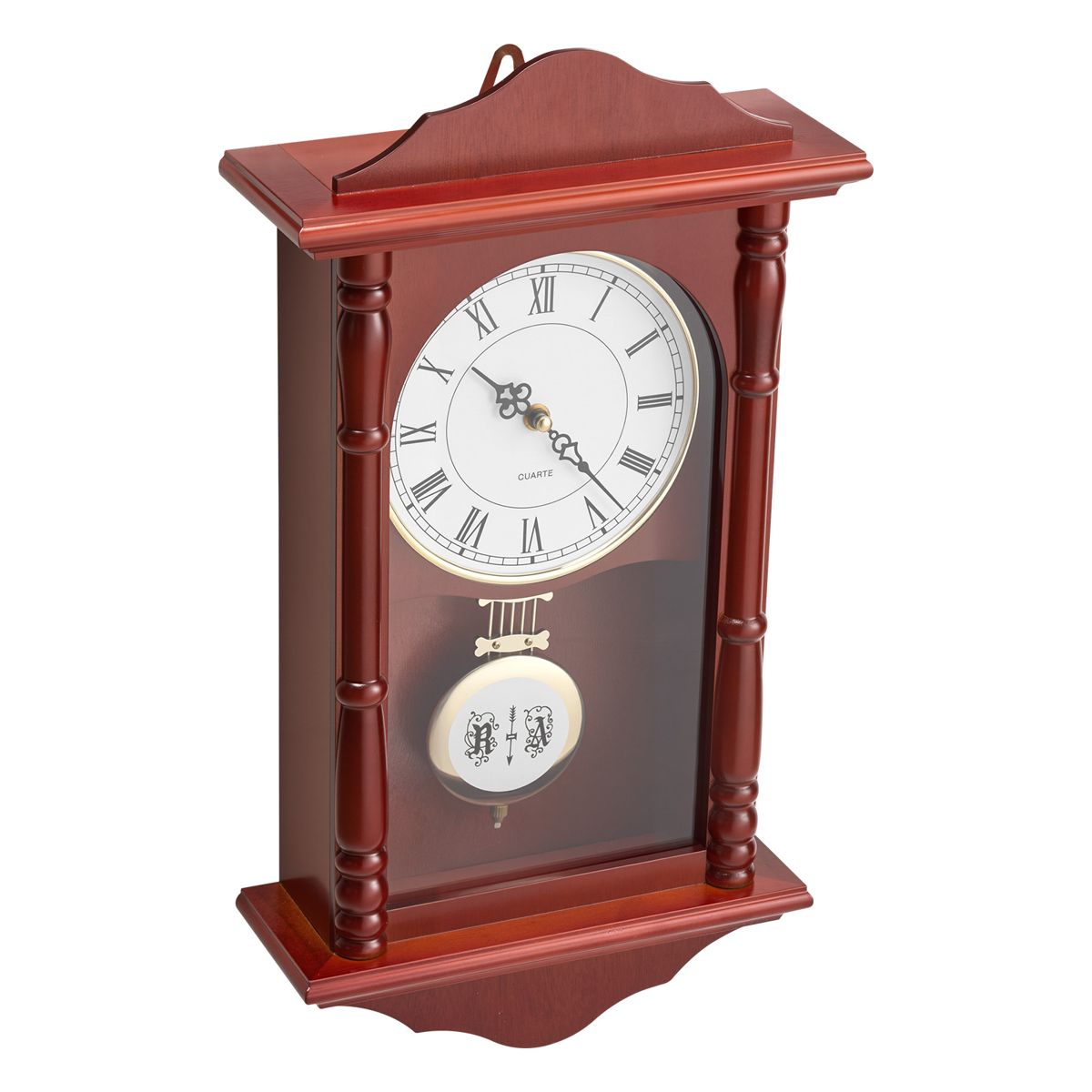 Vintage-Style Pine Pendulum Wall Clock