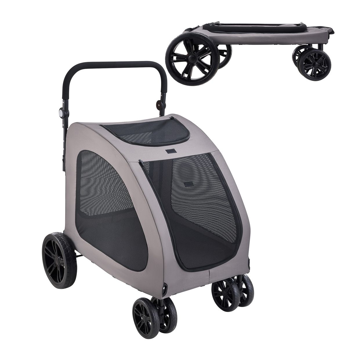 Large 4-Wheel Pet Stroller, 160 lb Capacity