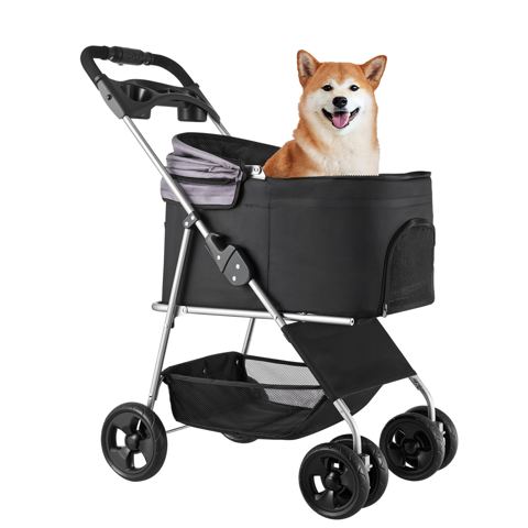 Foldable 4-Wheel Pet Stroller with Carrier