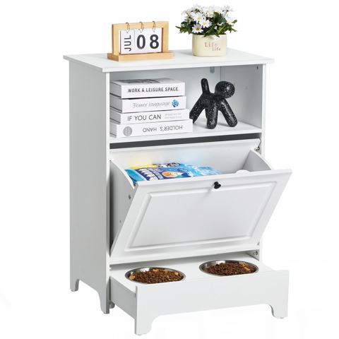 Elevated Dog Bowl Feeding Station with Storage