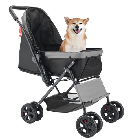 Foldable 4-Wheel Pet Stroller, Reversible Handle — view 1