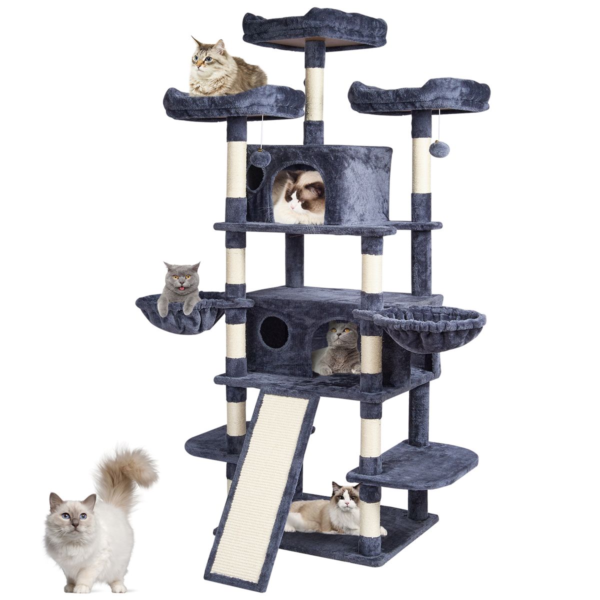 68.5-Inch Multi-Level Cat Tower with Condos — view 3