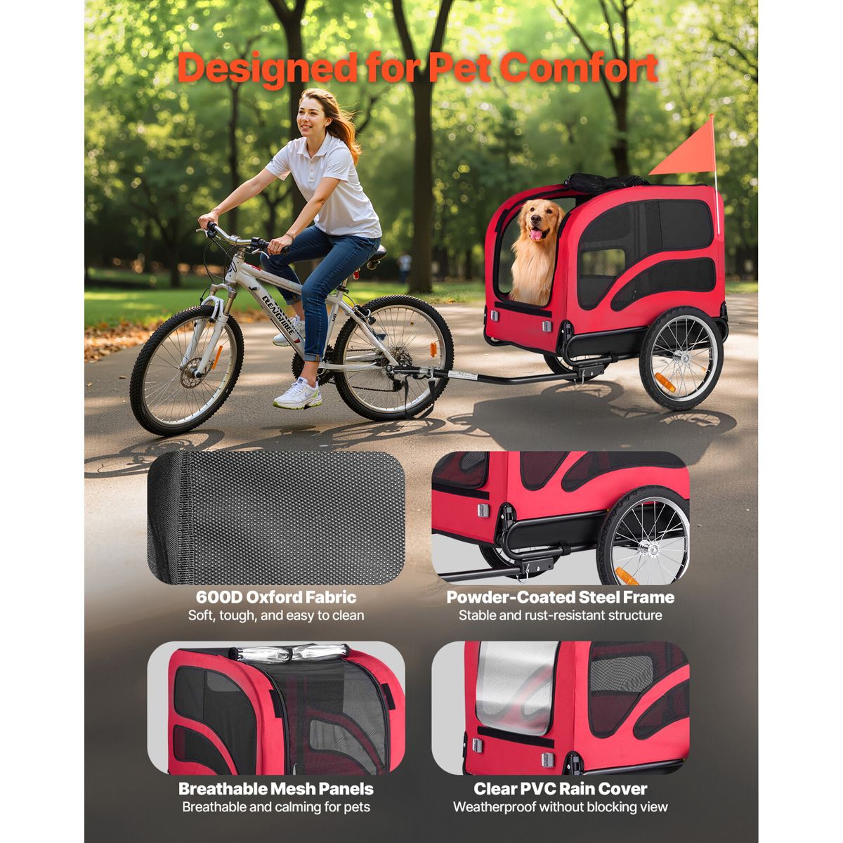 Roomy Dog Bike Trailer with Universal Coupler — view 2