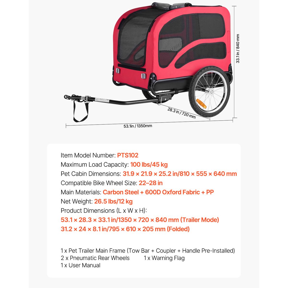 Roomy Dog Bike Trailer with Universal Coupler — view 4