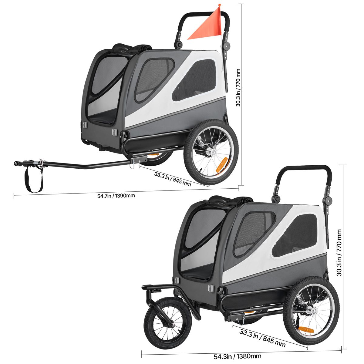 Folding Dog Bike Trailer, 100 lb Capacity — view 4
