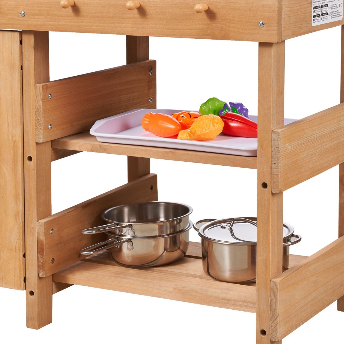 Wooden Mud Kitchen with Stoves and Two Sinks — view 2