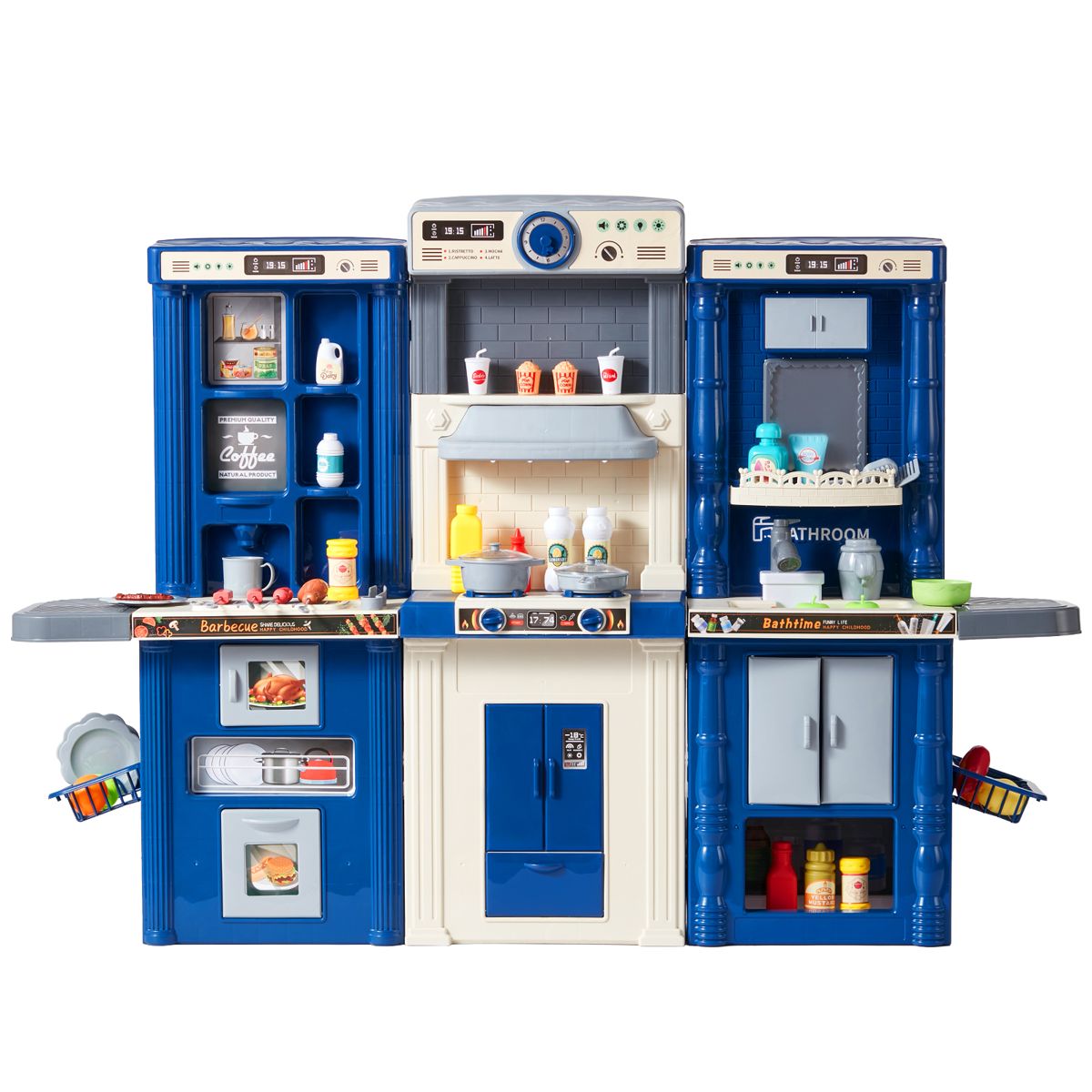 3-in-1 Play Kitchen with 74 Accessories, Blue