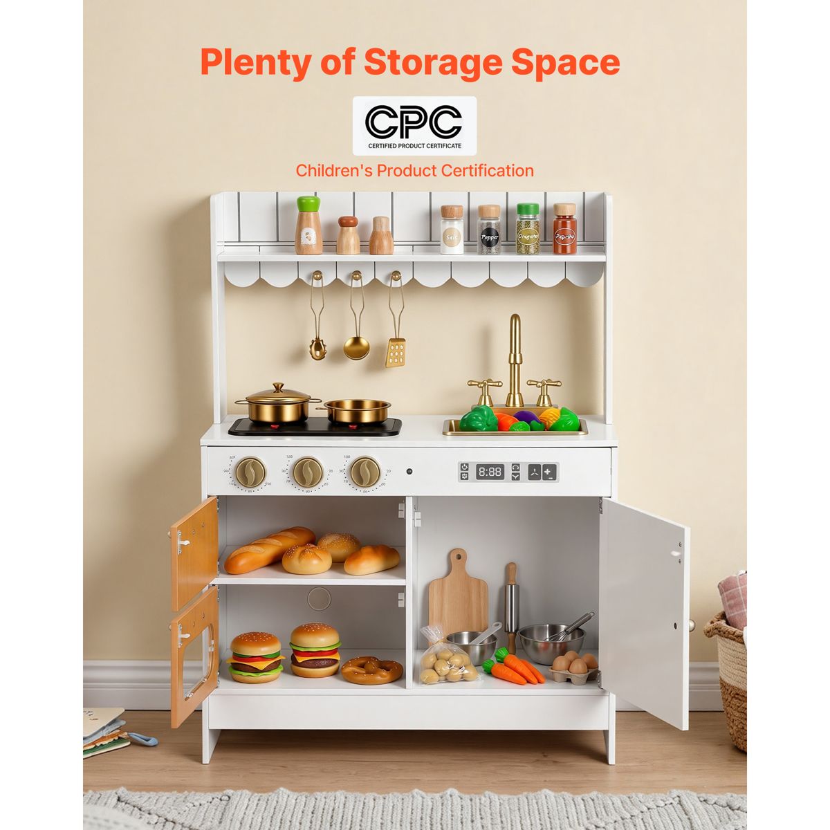Wooden Play Kitchen with Lights and Sounds — view 3