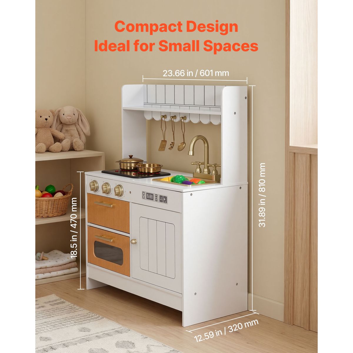 Wooden Play Kitchen with Lights and Sounds — view 4