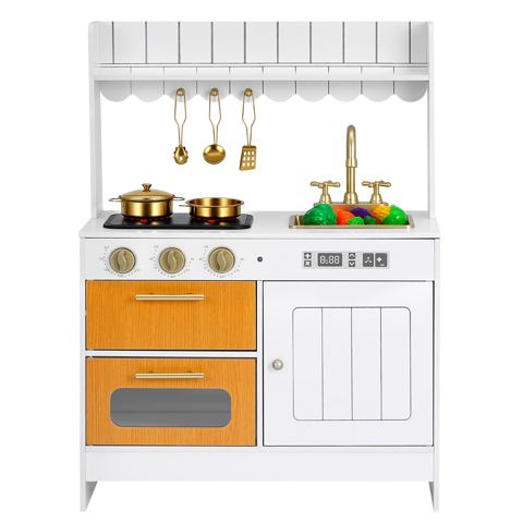 Wooden Play Kitchen with Lights and Sounds — view 1