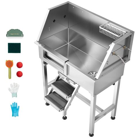 34-Inch Stainless Steel Pet Grooming Tub