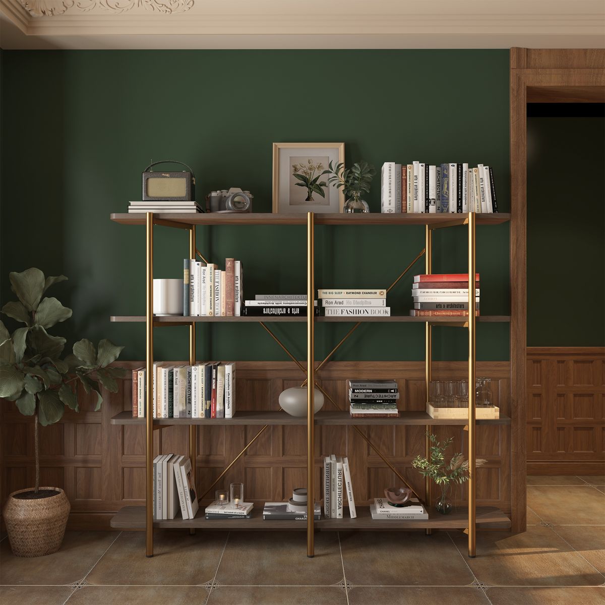 74.6-Inch 4-Shelf Metal and Wood Storage Rack