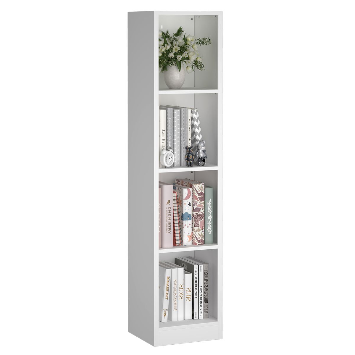 Slim Four-Tier Metal Bookshelf with Anti-Tip Kit — view 4