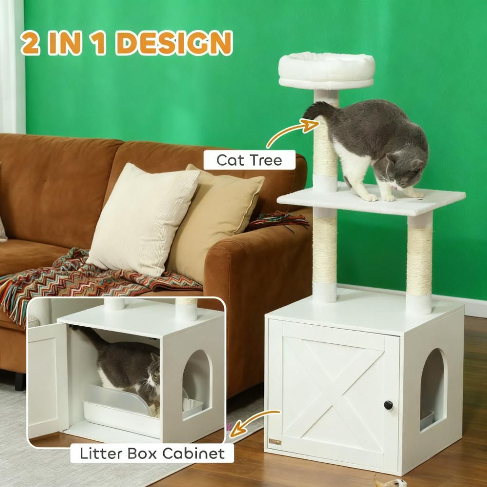 49-Inch Cat Tree with Litter Box Enclosure — view 2