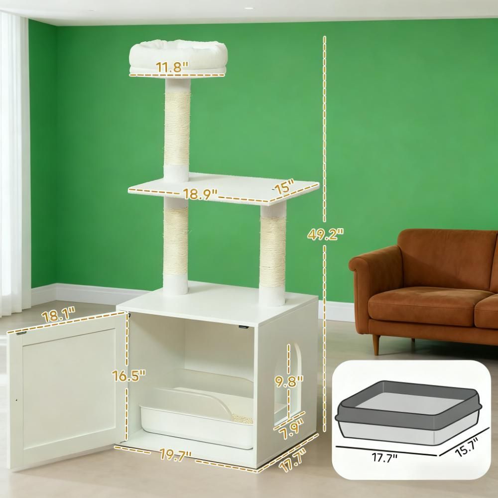 49-Inch Cat Tree with Litter Box Enclosure — view 3