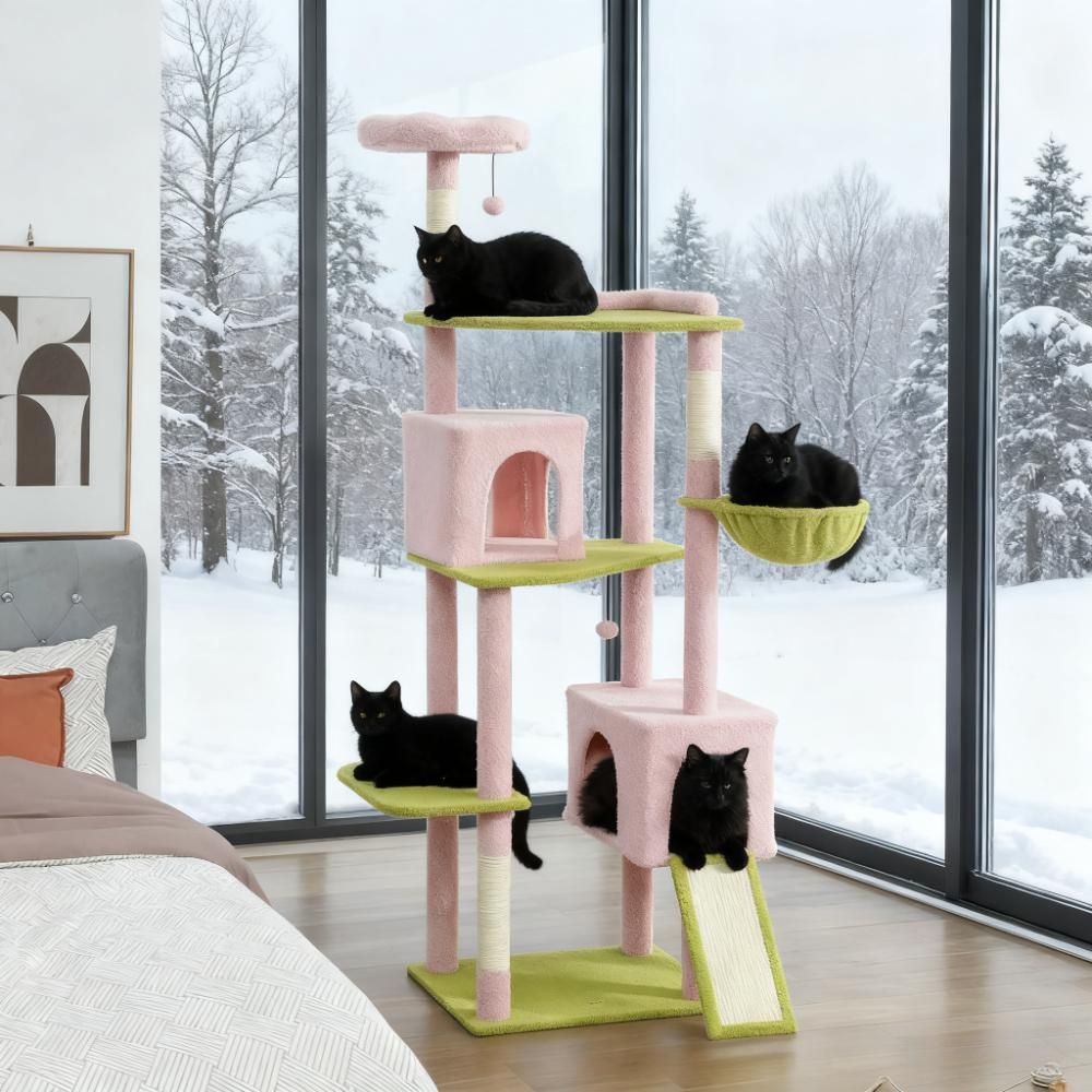 74-Inch Flower Cat Tree with Two Condos