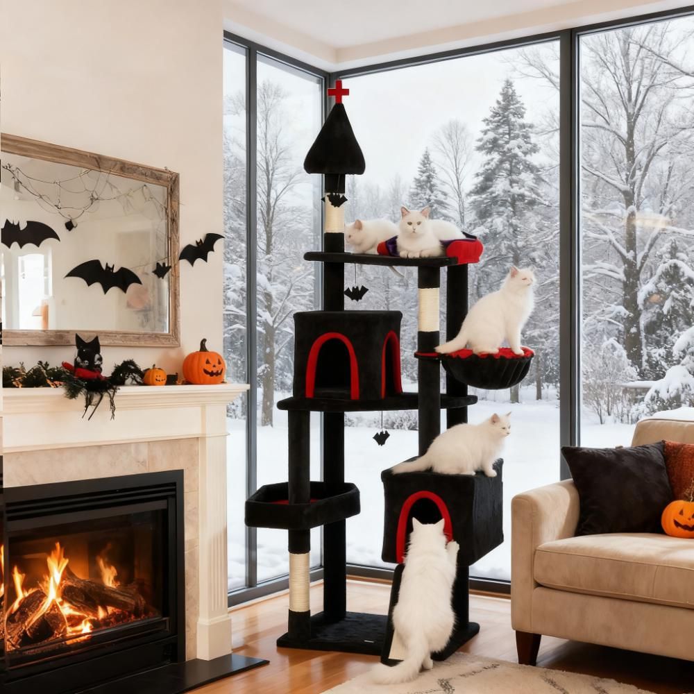 78-Inch Gothic Castle Cat Tree with Coffin Bed — view 2