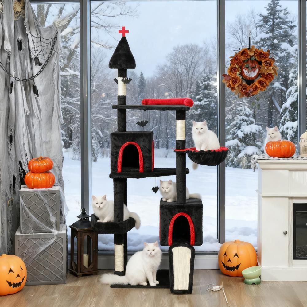 78-Inch Gothic Castle Cat Tree with Coffin Bed — view 3