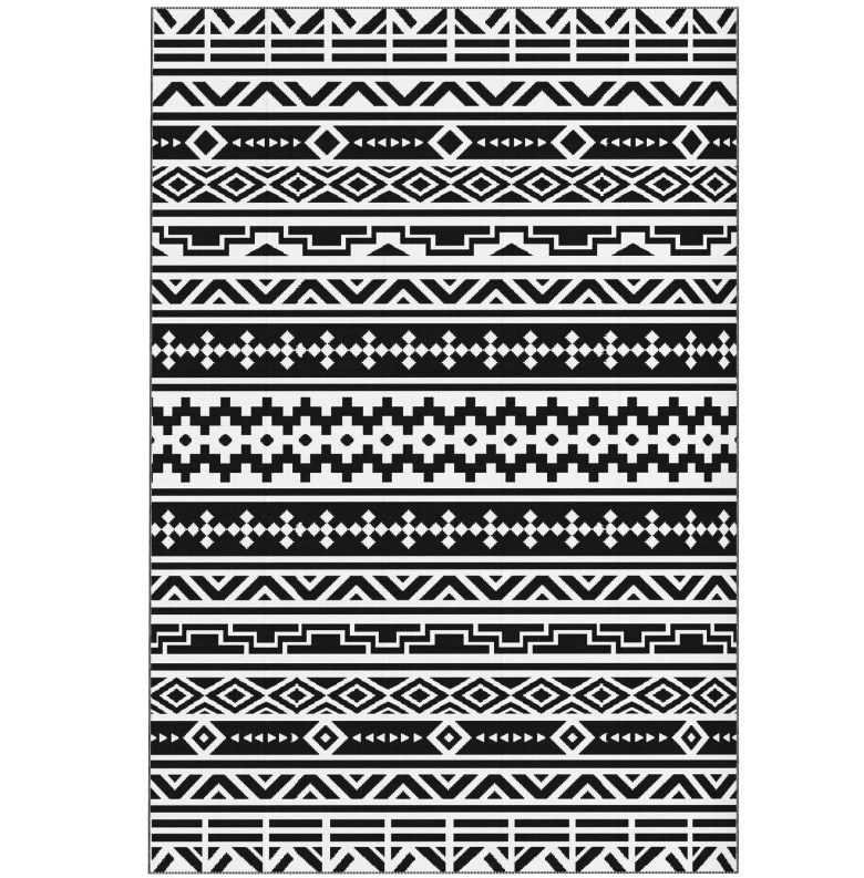 6 x 9 Ft Reversible Outdoor Rug, Black & White — view 2