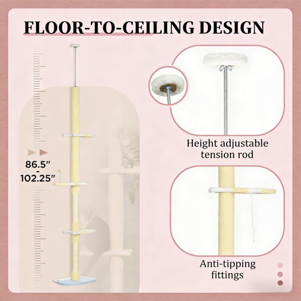 4-Tier Floor-to-Ceiling Cat Tree — view 4