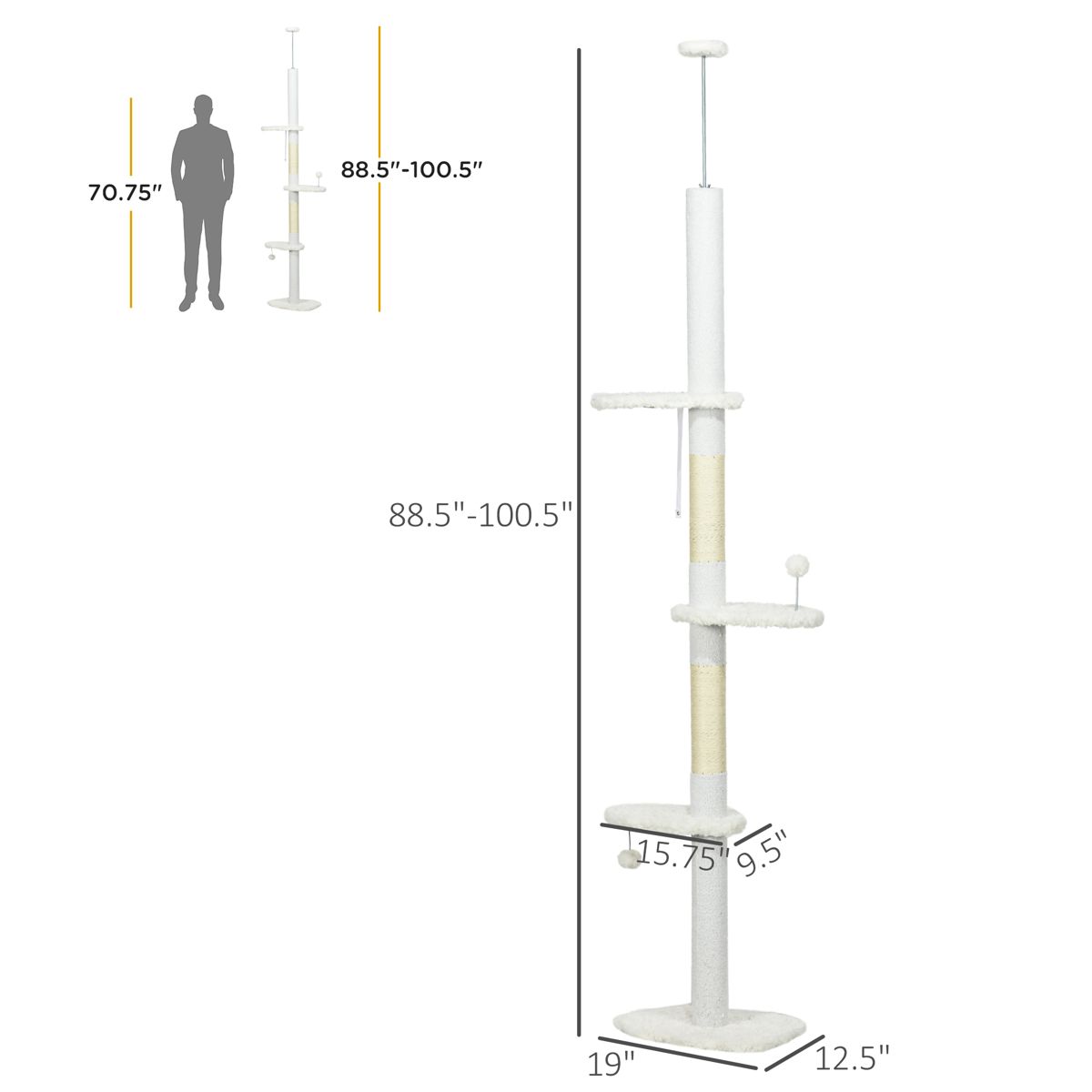Floor-to-Ceiling Cat Tree with Cloud Perches — view 3