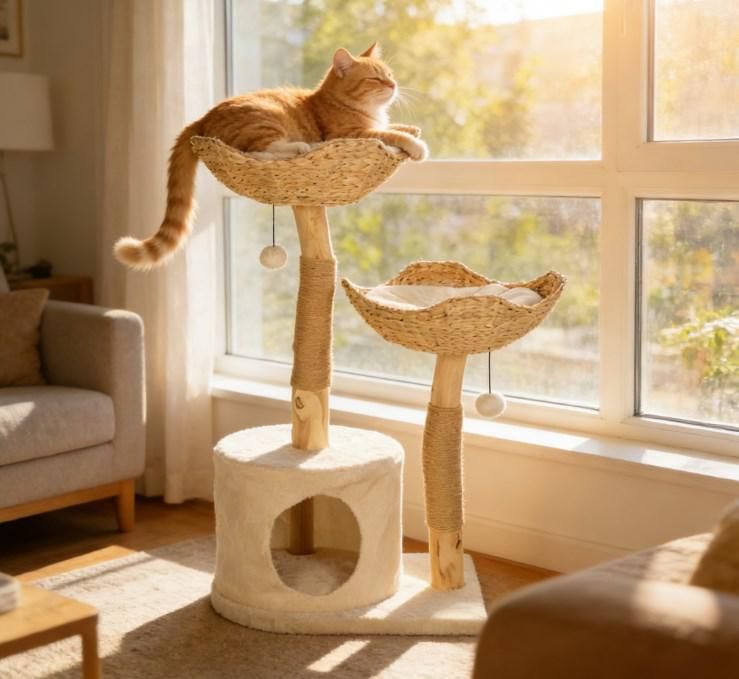 Cattail Cat Tree with Jute Scratching Posts