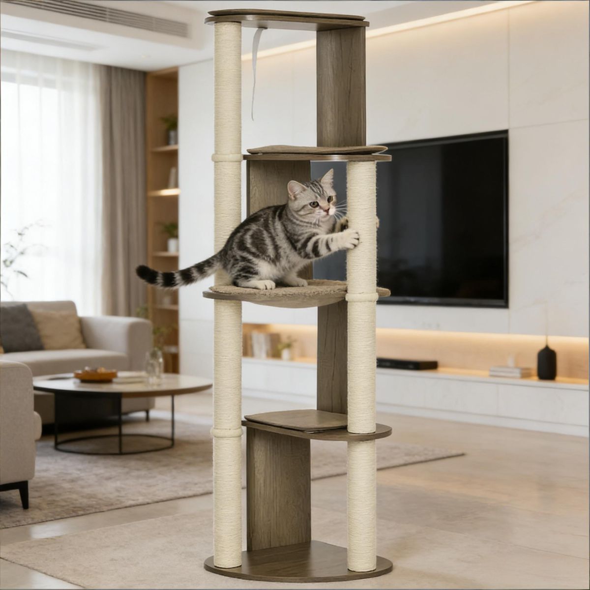 65-Inch Multilevel Corner Cat Tree — view 2