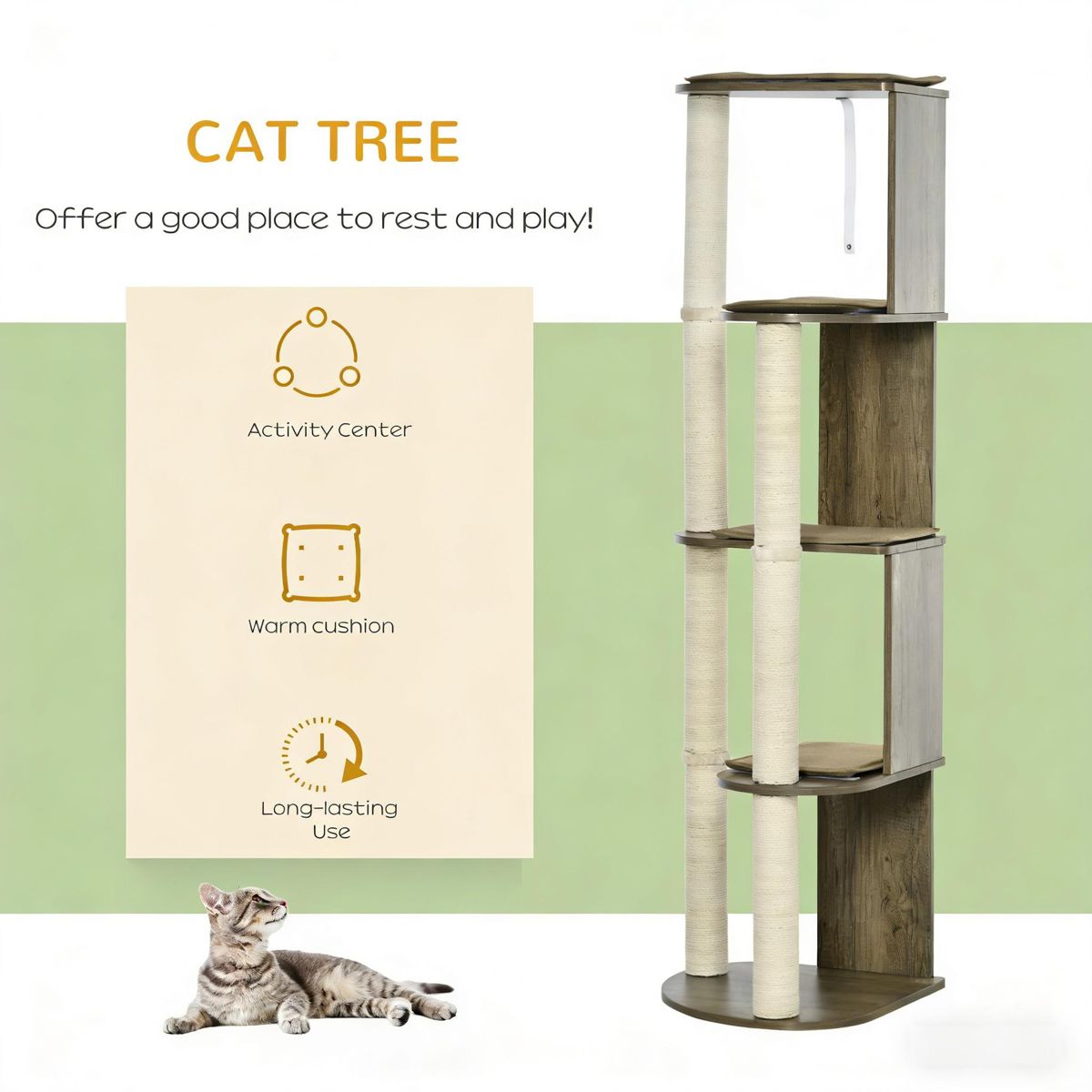 65-Inch Multilevel Corner Cat Tree — view 3
