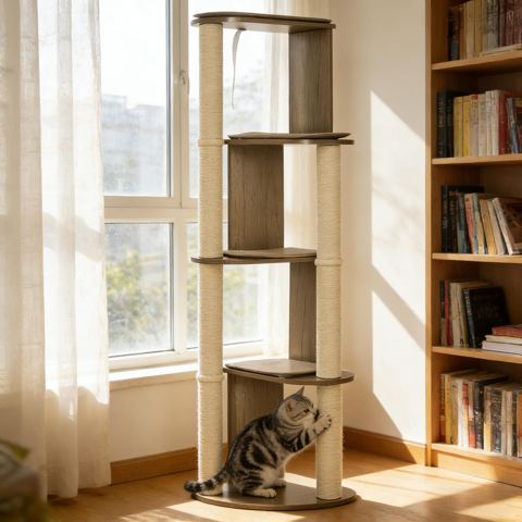 65-Inch Multilevel Corner Cat Tree
