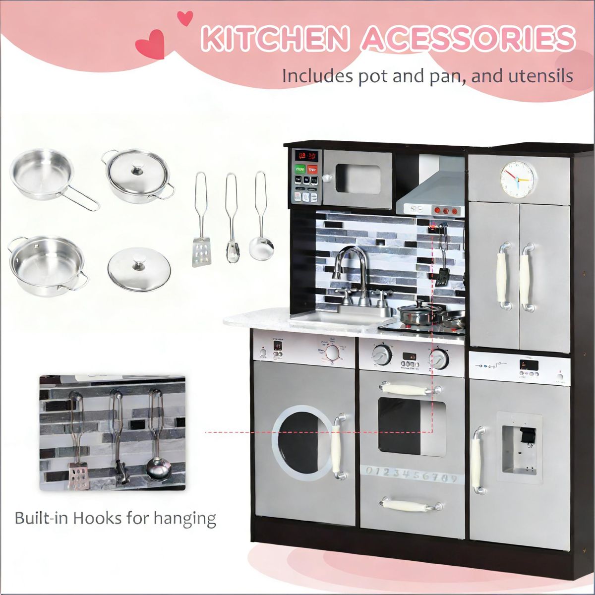 Wooden Play Kitchen with Dishwasher and Oven — view 2