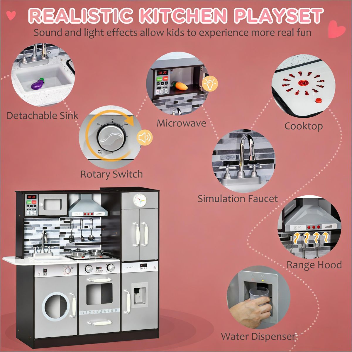 Wooden Play Kitchen with Dishwasher and Oven — view 3