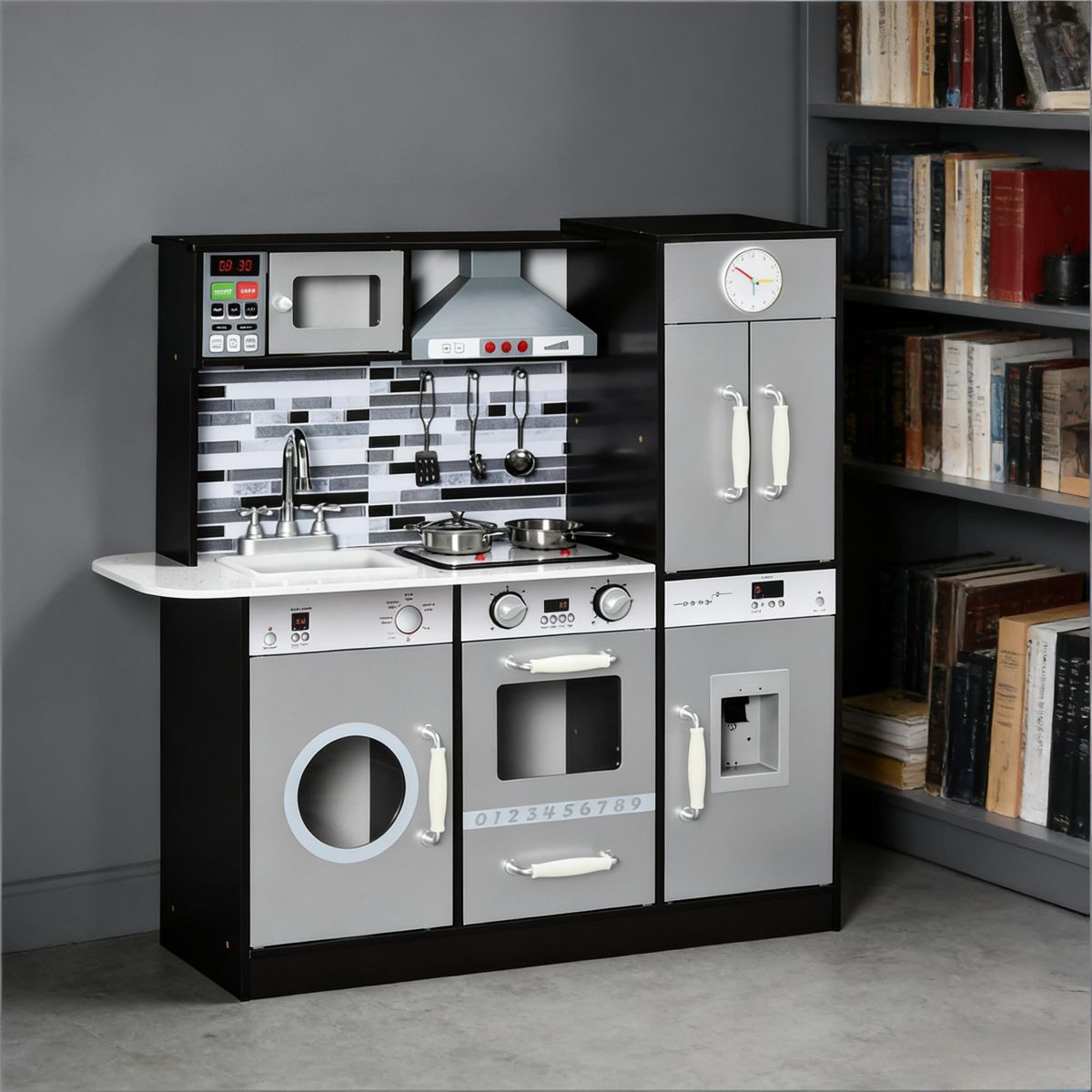 Wooden Play Kitchen with Dishwasher and Oven — view 4