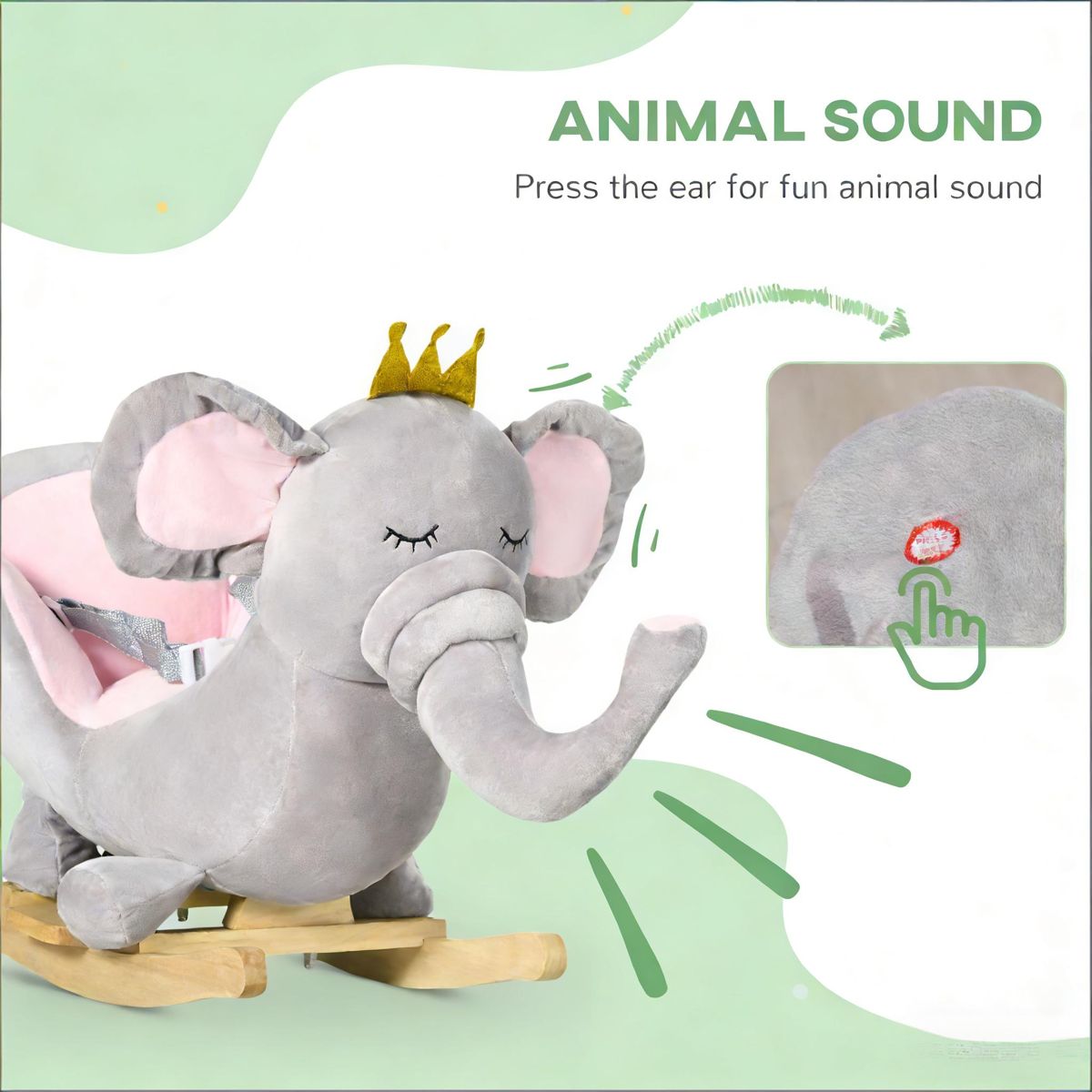 Plush Elephant Rocker with Sound — view 2