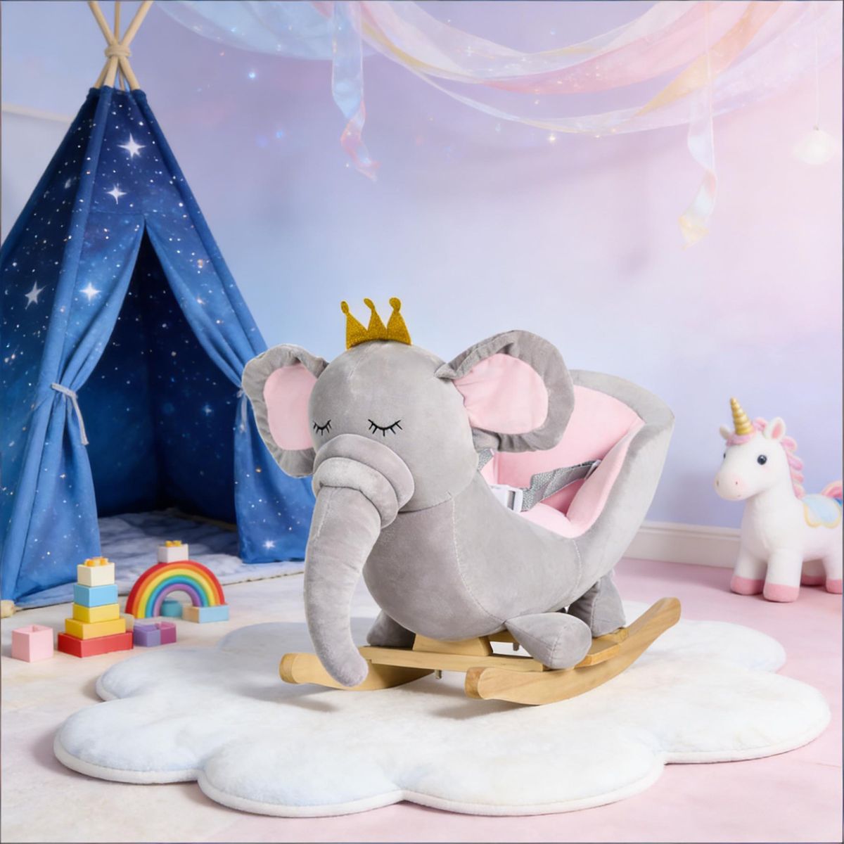 Plush Elephant Rocker with Sound — view 3