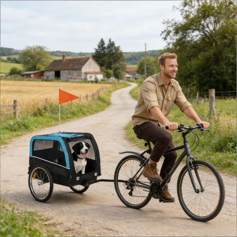 Dog Bike Trailer with Removable Floor, Blue