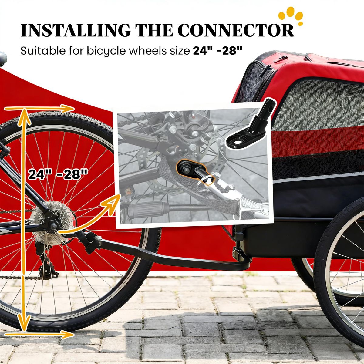 Dog Bike Trailer with Removable Floor, Red — view 4