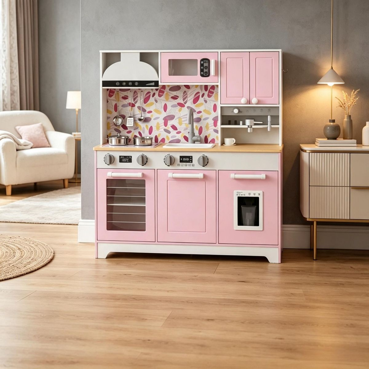 Modern Play Kitchen Center with Open Shelves — view 2