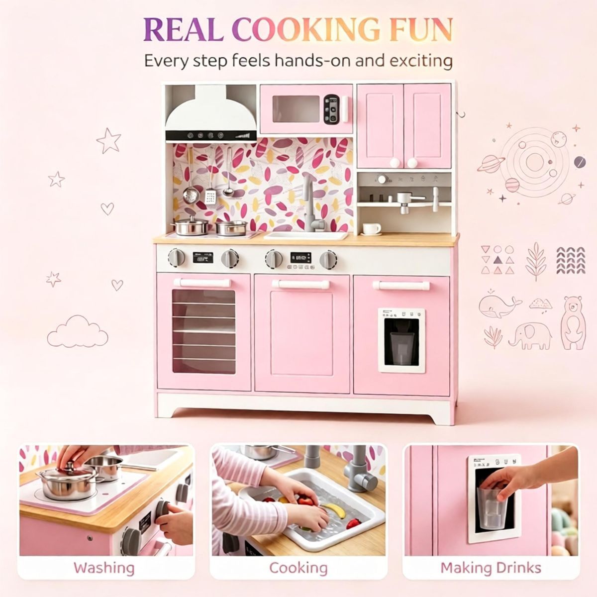 Modern Play Kitchen Center with Open Shelves — view 3