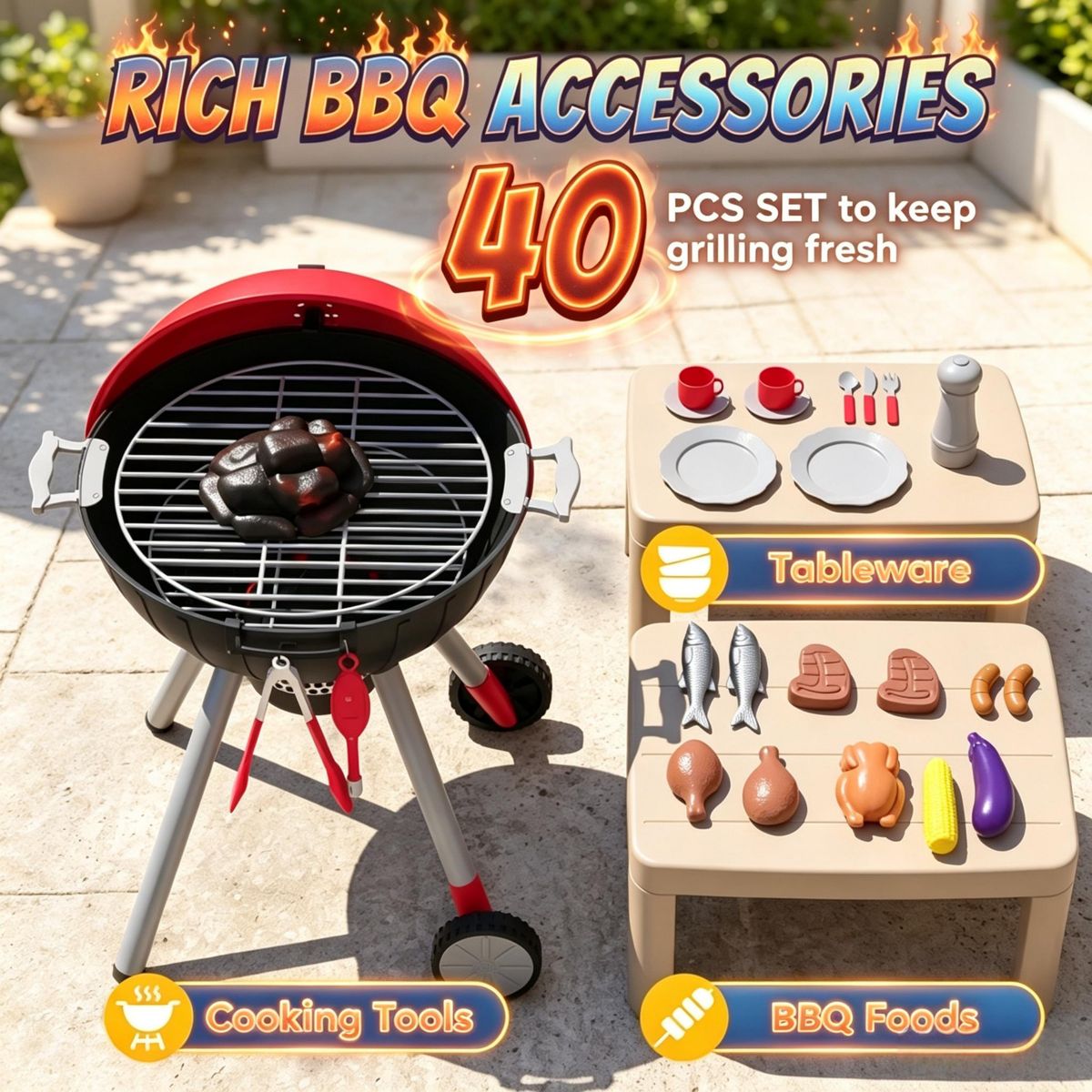 Pretend BBQ Grill Playset — view 3