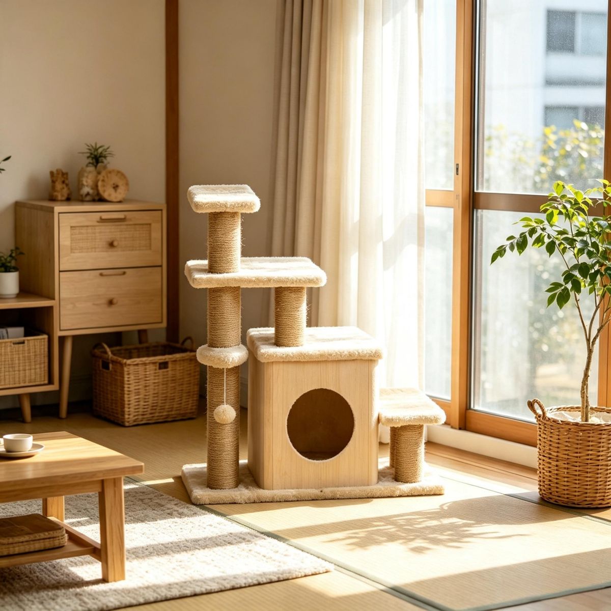 Adjustable Cat Stairs with Scratching Posts — view 2