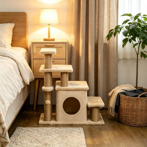 Adjustable Cat Stairs with Scratching Posts