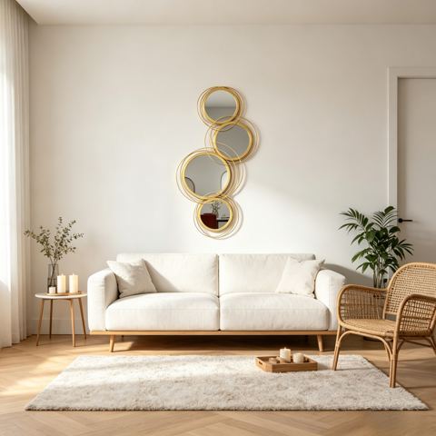 42-Inch Overlapping Rings Wall Mirror — view 1