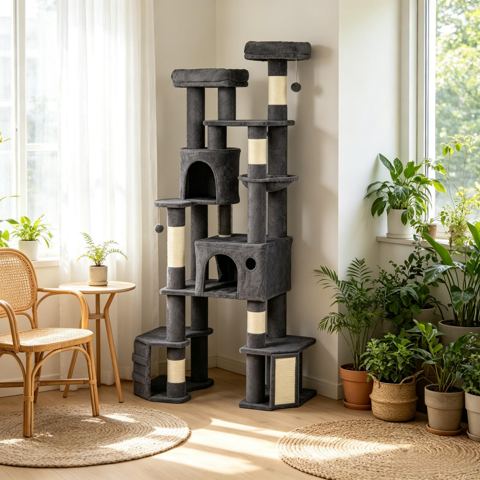 79-Inch Cat Tower with Split Dual Base