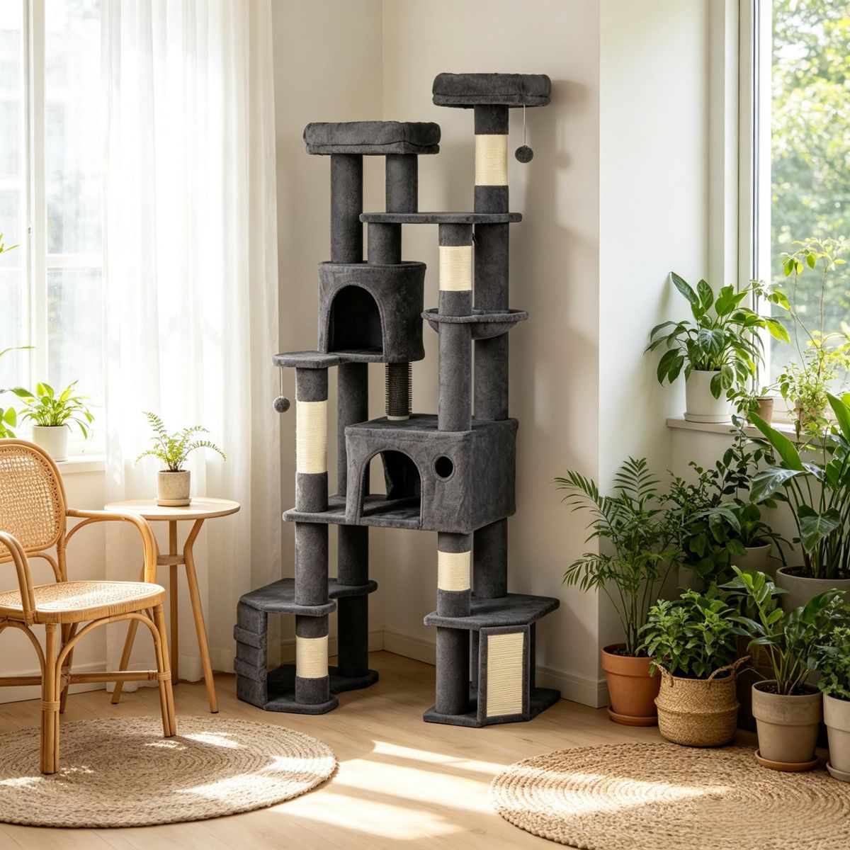 79-Inch Cat Tower with Split Dual Base