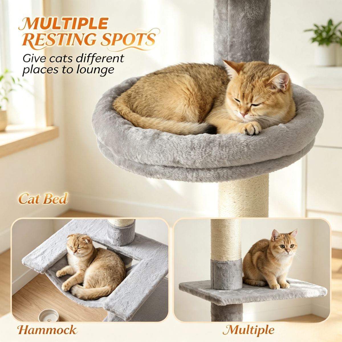 Adjustable Floor-to-Ceiling 5-Level Cat Tree — view 4